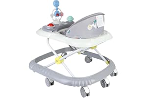 LANTUS Trotteur Bébé 4-en-1 Gris avec fonction pousseur, Marchette Evolutif Bébé avec Boîte à Musique et Lumières, Coussin de Siège Lavable pour Enfants de 6 à 18 Mois Jusqu'à 12 KG-67 * 72 * 92cm- Gris (B)