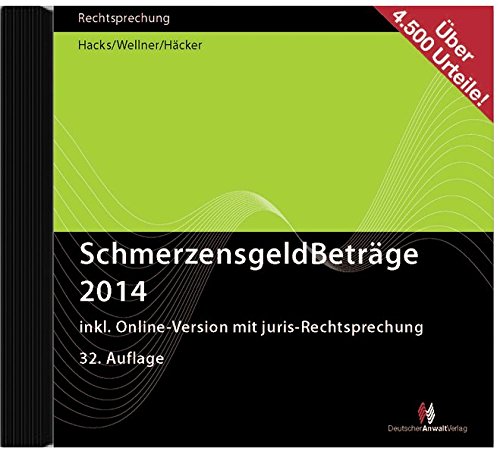 Preisvergleich Produktbild SchmerzensgeldBeträge 2014, 1 CD-ROM Inkl. Online-Version mit juris-Rechtsprechung. Neue Sortierung nach Verletzungsarten. Über 4.500 Urteile! Für Windows
