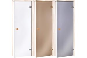 ESOYL AD Standard Puerta de Sauna 70x190cm Apertura Bronce Vidrio Colado Marco de Álamos Bloqueo de Rodillo sin Umbral