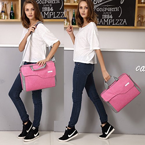 CoolBELL 17 3 Zoll Laptop Tasche Nylon Schultertasche mehrfach Abteil Messenger Bag Handtasche Tablet Aktentasche f  r Laptop   Tablet   Macbook Rosa