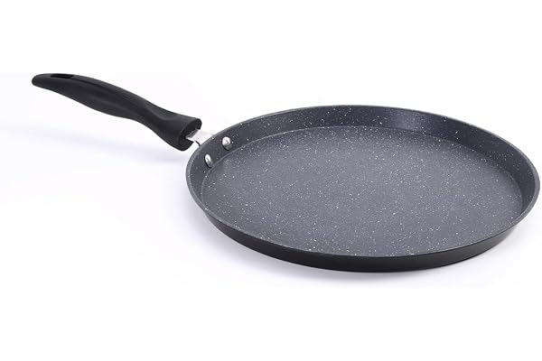 Wonderchef Duralite Die-cast 28 cm Dosa Tawa 5 Layer Healthy Duramax Non-Stick Coating Soft Touch Handle Pure Grade Aluminium PFOA Free 2 Year Warranty Grey