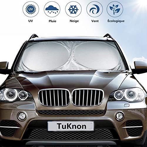 TUKNON Pare Soleil Pare Brise Avant, Pare Brise Soleil Voiture, Pare Soleil de Voiture La Protection Avant Parfaite Contre Les Rayons UV et la Chaleur dans Votre Voiture,Repliable,150 * 70CM