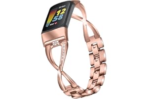 Chofit Cinturino di ricambio compatibile con Fitbit Charge 5, cinturino in metallo in acciaio inox a forma di X, accessorio per tracker di attività Charge 5