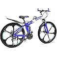Skyride BMV X6 Foldable Cycle With 21 Speed Gear, Dual Disc Brake, Carbon Frame Suspension Bicycle for Men, 26-Inch Wheel Size (Blue)