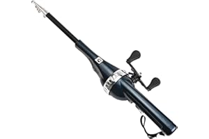 KDAMGOQE Pocket Fishing Rod Folding Telescopic Carbon Fiber Combo Fishing Rod with 80m Built-in Line, Medium Heavy Power, Casting Technique, 51.57" Length