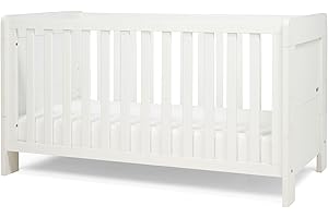 Tutti Bambini Alba Cot Bed Bundle - Cot Bed with Eco-Fibre Mattress Included (140x70) (White) - 0-6 years, 3 modes