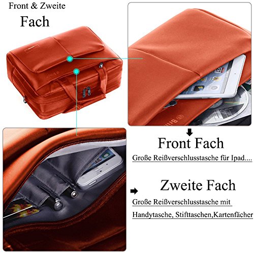 Laptop Tasche, BRINCH 17,3 Zoll Nylon Stil geräumig Multi-Fach Laptop Schultertasche Messenger Bag Handtasche Tablet Aktentasche Umhängetasche für 17 – 17,3 Zoll Laptop / Notebook / Macbook / Tablet Computers,Orange - 2