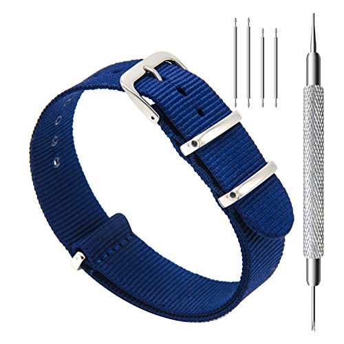 CIVO Armbanduhr BANDS NATO Premium Ballistic Nylon Uhrenarmband Edelstahl Schnalle 18 mm 20 mm 22 mm mit Top SPRING BAR Werkzeug und 4 Spring Bars Bonus (Navy Blue, 20mm) CIVO Armbanduhr BANDS NATO Premium Ballistic Nylon Uhrenarmband Edelstahl Schnalle 18 mm 20 mm 22 mm mit Top SPRING BAR Werkzeug und 4 Spring Bars Bonus (Navy Blue, 20mm)