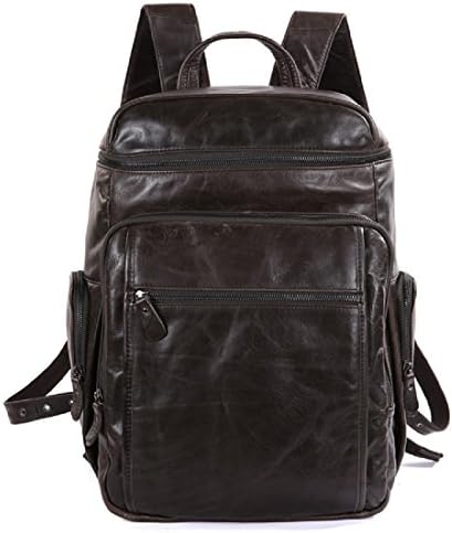 Hermiona Good Shape Genuine Leather Men's Hiking Backpack Big Capacity Travel Bag