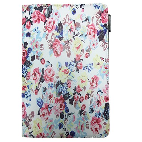 MEDION AKOYA E1239T (MD 60195) - Tablet Case Schutzhülle mit Touch Pen & Standfunktion – 360° Rosen 10.1 Zoll