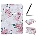 Produktbild Samsung Galaxy Tab 4 10.1 Hülle,Ukayfe Weiß Pink Rose Blumen Painted Schutzhülle fur Samsung Galaxy Tab 4 10.1 SM-T530 Ledertasche Lederhülle Smart Case Cover,[Bunt Muster Design] Kunstleder Tasche PU Leder Schutzhülle Brieftasche Etui Schale Hülle for Samsung Galaxy Tab 4 (10.1 Zoll) SM-T530 mit 1 x Schwarze Eingabestift