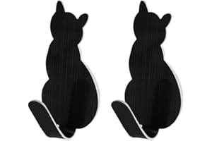 Rtengtunn Ganchos de suspensión, 2 Piezas de Cola de Gato en Forma de Puerta de Pared de Acero Inoxidable Decorativa, Ropa, Abrigo, Llave, Colgador, Gancho, Estante - Gris