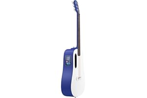 LAVA ME Play Guitare électro-acoustique avec housse idéale en fibre de carbone Bleu profond et blanc givré 36"