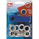 Rostfreies Messing PRYM Ösen mit Scheiben, Messing, Silber, 14 mm