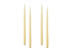 Kunstindustrien® Tapered Candles, Made in Denmark, 42 Colours Available, Dripless & Smokeless Dinner Candles, Solid Candles Long Burning 15 Hours, Unscented Candle Gift Set, 4pcs. 2.2 x 35cm (Ivory)