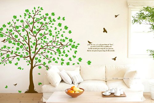 Colorfulworld@ XXXL! Riesige grüne Paar Baum Wandtattoo Sticker 6 Wege zu gelten 170cm (H) Wandtattoo Wandaufkleber Wandsticker Kinderzimmer - 4