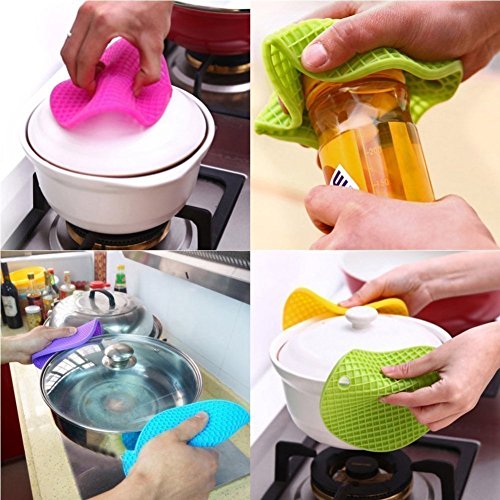 Silikon Topfuntersetzer, 4 extra dick Mehrzweck Silikon Abtropfmatte, Silikon Topflappen, Untersetzer, rutschfest hitzebeständig Hot Pads für Home Küche Verwendung – Rund - 2
