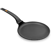 BRA Efficient | Crepe Pan 26 cm | With silicone handles, cast aluminium with non-stick, suitable for all types of hobs includ