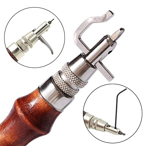 Racksoy Lederhobel Holzgriff Groover Creaser Lederhandwerk Werkzeugsatz für Kantenzieher Kantenformer - 3