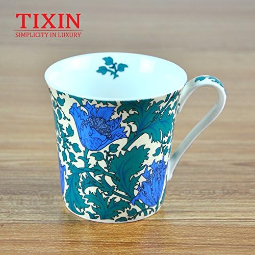 Mugcap Tixin/ Gradient-European Style Bone China Ceramic Mug Water Cup Simple Creative Office Tea Coffee Cup ,T35414/ Blue Daisy