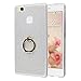Produktbild Ascend P9 Lite Case With Holder, P9 Lite Hülle, Asnlove 3 en 1 TPU Handy Schutzhülle Silikon 360 Degree Rotating Metall Ring Stand Holder Glitzer Aufkleber Back Cover con Bling Stickers Ultradünn Handyhülle Bumper Cover Tasche, Weiß