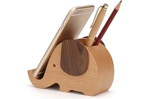 Yoillione Birthday Gifts for Women: Wooden Pen Phone Stand Elephant Phone Holder Animal Phone Stand - Wood Ladies Christmas Gifts for Female Friend Sister Wife Daughter Mum