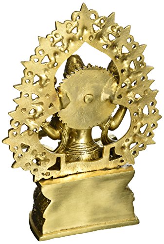 gangesindia Göttin des Reichtums Mata Lakshmi Messing Statue 27,3 cm H x 21 cm W x 7,6 cm D Gold - 2