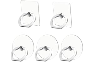 Kinizuxi Anneau de Support Téléphone Bureau 5 Pack, Transparent Porte Telephone Bureau, Rotation 360° Grip Support Telephone pour iPhone,iPad, Samsung, Huawei,Tous Les Smartphones