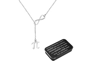 BNQL Pi-Halskette mit Pi-Symbol und Pi-Anhänger, Schmuck für Mathematik-Lehrer, Geschenk mit You Are Braver Stronger Smarter Than You Think Schmuckschatulle, Edelstahl