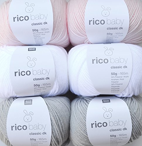 Woll-Set Babywolle Rico Baby Classic 6x50g #21, weiche Wolle zum Stricken und Häkeln