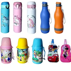kabello Water Bottle For Kid Boy And Girls Ideal For School Picnic And Travelling Use (Multicolor) (Combo Pack)