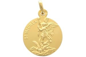 Palais du Rosaire Médaille de Saint Michel en Plaqué Or 18mm - Médaille et croix Plaqué Or - Culte Chrétien en Plaqué Or
