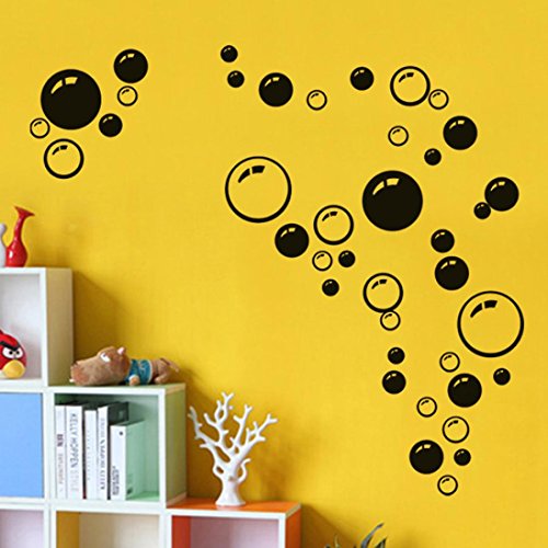Saingace Wandaufkleber Wandtattoo Wandsticker,Bubbles Kreis entfernbare Wand Tapete Badezimmer-Fenster-Aufkleber-Abziehbild-Ausgangs DIY (Schwarz) - 2