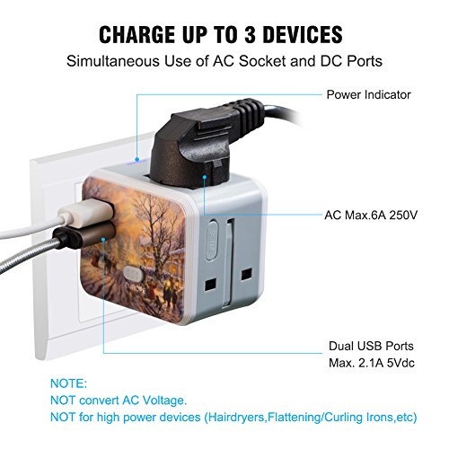 Reiseadapter 4 in1 für 150 länder Reisestecker Milool Weltweit Universal Adapter mit zwei USB Anschlüsse - 5