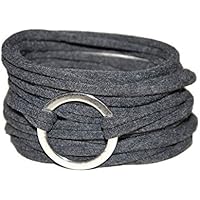 Wickelarmband in anthrazit mit silberfarbenem Ring - onesize