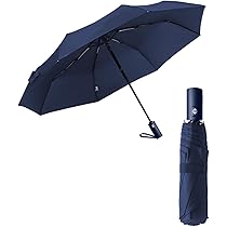 Ombrello Automatico Pieghevole Antivento - Con Teflon, 9 Stecche, Compatto Per Borsa, Blu