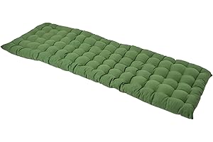 HOMESCAPES Coussin pour Banc de Jardin, Matelas de Sol, Coussin pour Banquette extérieure 3 Places, Coton - 143 x 48 x 5 cm - Vert foncé