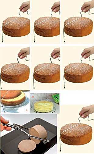CAOLATOR Edelstahl Einstellbar Kuchen Tortenbodenteiler Tortenschneider Backutensilien – mit Zwei Stahldraht - 6