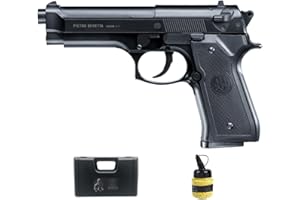ECOMMUR Beretta M92FS ASM Ressort (6 mm) | Pistolet Airsoft Calibre 6 mm + Bouteille + Mallette. Pistolet d'initiation à l'Airsoft [Puissance : 0,5 Joules]