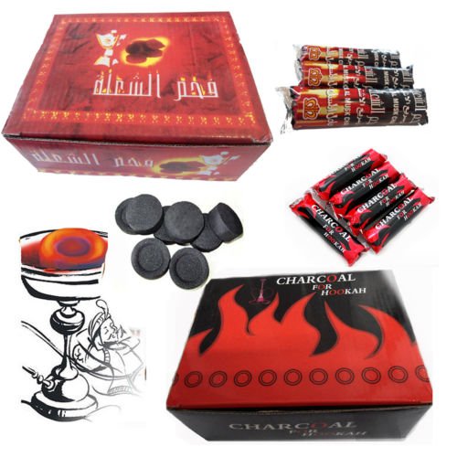 GBL® 100 Stück Shisha Hookah Wasserpfeife Smoking Kohle Holzkohle schnellzündend - 33 mm 10 Rollen