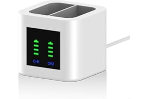 Uwayor Dual Ring Battery Charger Station for Ring Spotlight Cam, Video Doorbell 2/3/4/3Plus, Stick Up Cam Battery Rechargeable V4, USB-C/USB, 5V/3A, 1 Count