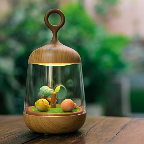 Creative Wood Grain Music Light Bedside Colorful Atmosphere Table Lamp Micro-Landscape Cage Lamp , brahms (wood grain)