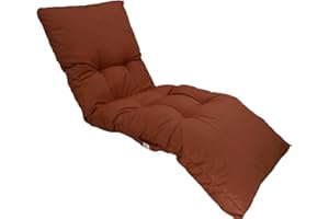 deco arts Coussin Bain de Soleil - Coussins Rectangulaires pour Chaise Longue - Coussin Capitonné avec Traitement Déperlant et Poignées de Transport - Certifié Oeko-TEX - 185x55 cm, Terracotta