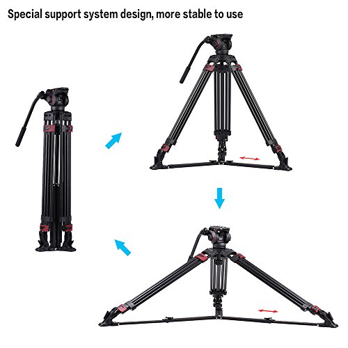 Andoer Miliboo MTT609A Photography 3 Sections Tripod Stand Aluminum Alloy with 360° Panorama Fluid Hydraulic Bowl Head Max. for Canon Nikon Sony DSLR Cameras Camcorders