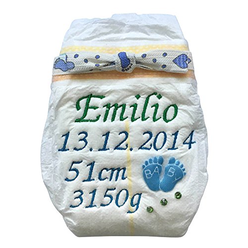 Windel bestickt im Rahmen für Jungen mit Babyfüßchen 2 (Babymotiv) - 2