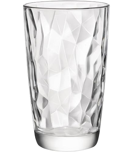 Bormioli Diamond Becher Ozeanblau - Facettiertes Design, 470 Ml, Spülmaschinenfest