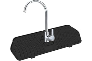 UV STYLISH Tappetino in silicone per rubinetto da cucina, in silicone, con scarico, paraspruzzi, rubinetto da cucina, lavello, paraspruzzi, tamponi di asciugatura dell'acqua per cucine e bagno (nero)
