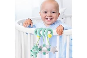 vocheer Jouets à suspendre pour siège de voiture, berceau, bébé, jouets en peluche en spirale pour berceau, poussette, barre de siège de voiture (lapin vert)