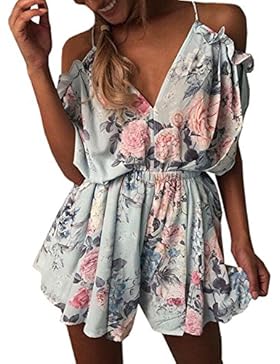 Frauen Jumpsuits V-Ausschnitt Rückenfrei Reizvolle Strapsen Kurze Hosen Einteiliges-Kleid-Hose Clubwear Spielanzug...