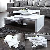 cagü exklusive Couchtisch Serie CANA in den Farben Weiß Hochglanz und Weiß Hochglanz und Eiche